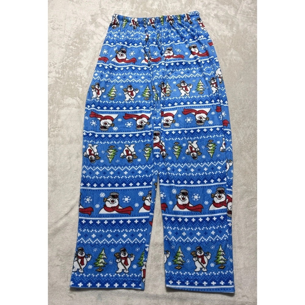 Frosty the Snowman Sleep Pants Womens Large Blue Pull On Lounge Pajama Bottoms